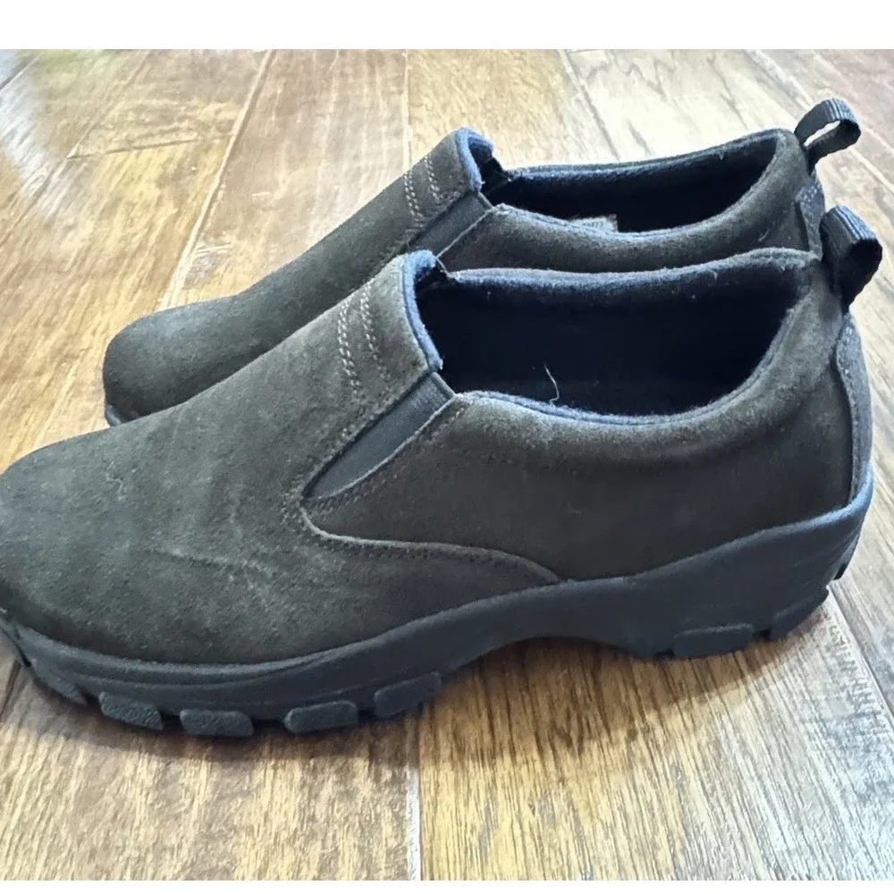 Lands End All-Weather Suede Slip-On Moc Shoes Woman's Size 9M Support - Picture 3 of 6